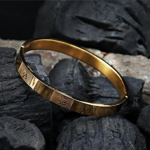 DHWANI ASTRO Om Kada (IGP Gold Plated) – Spiritual Bracelet for Peace, Positivity & Protection | Stainless Steel, Rust-Free, Daily Wear Kada for Men in Saudi Arabia