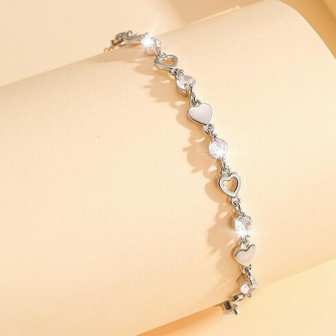 Simple And Elegant Women's Bracelet With Infinite Love Charm, 925 SterlingSsilver Chain Cubic Zirconia Heart Bracelet, Fashionable Jewelry Accessory, Suitable For Daily And Party Wear in Saudi Arabia