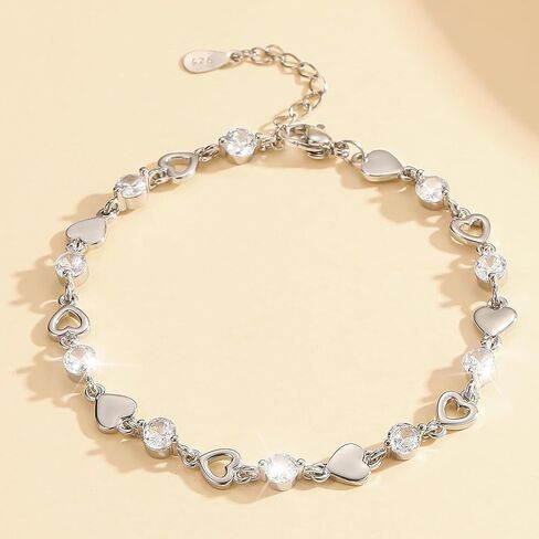Simple And Elegant Women's Bracelet With Infinite Love Charm, 925 SterlingSsilver Chain Cubic Zirconia Heart Bracelet, Fashionable Jewelry Accessory, Suitable For Daily And Party Wear in Saudi Arabia