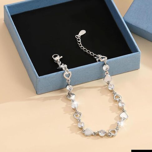 Simple And Elegant Women's Bracelet With Infinite Love Charm, 925 SterlingSsilver Chain Cubic Zirconia Heart Bracelet, Fashionable Jewelry Accessory, Suitable For Daily And Party Wear in Saudi Arabia