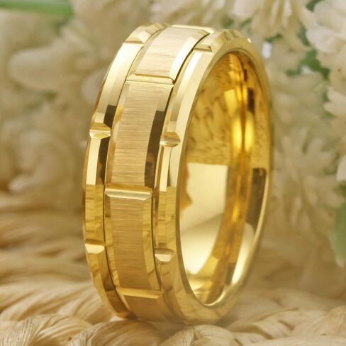 CLOUD DANCER Free Custom Engraving - 8mm Width Tungsten Rings For Men Wedding Band Silver/Golden/Rose Gold Brick Pattern Brushed Engagement Promise Size 6-13 in Saudi Arabia