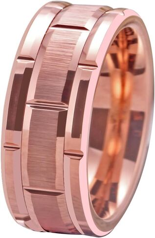 CLOUD DANCER Free Custom Engraving - 8mm Width Tungsten Rings For Men Wedding Band Silver/Golden/Rose Gold Brick Pattern Brushed Engagement Promise Size 6-13 in Saudi Arabia