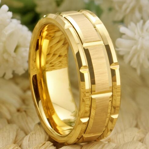 CLOUD DANCER Free Custom Engraving - 8mm Width Tungsten Rings For Men Wedding Band Silver/Golden/Rose Gold Brick Pattern Brushed Engagement Promise Size 6-13 in Saudi Arabia