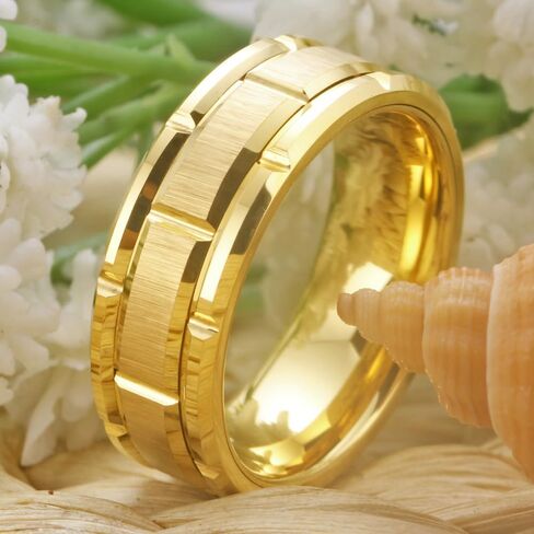 CLOUD DANCER Free Custom Engraving - 8mm Width Tungsten Rings For Men Wedding Band Silver/Golden/Rose Gold Brick Pattern Brushed Engagement Promise Size 6-13 in Saudi Arabia