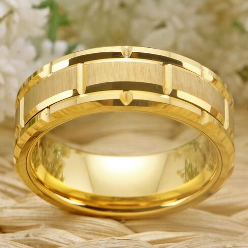 CLOUD DANCER Free Custom Engraving - 8mm Width Tungsten Rings For Men Wedding Band Silver/Golden/Rose Gold Brick Pattern Brushed Engagement Promise Size 6-13 in Saudi Arabia