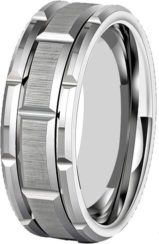 CLOUD DANCER Free Custom Engraving - 8mm Width Tungsten Rings For Men Wedding Band Silver/Golden/Rose Gold Brick Pattern Brushed Engagement Promise Size 6-13 in Saudi Arabia