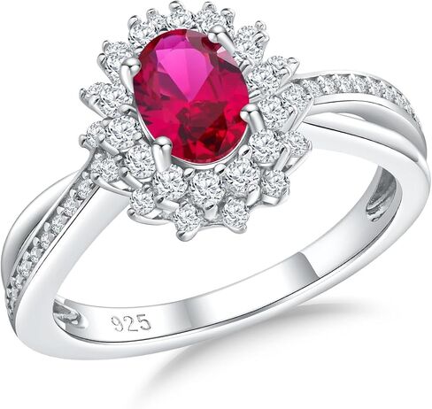 RANDES Oval Engagement Ring Sterling Silver/14K Gold Plated Sapphire/Emerald/Ruby/Aquamarine 2 Cttw Gemstone Halo Rings Split Shank Statement Rings for Women Size 6-10 in Saudi Arabia