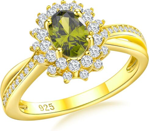 RANDES Oval Engagement Ring Sterling Silver/14K Gold Plated Sapphire/Emerald/Ruby/Aquamarine 2 Cttw Gemstone Halo Rings Split Shank Statement Rings for Women Size 6-10 in Saudi Arabia