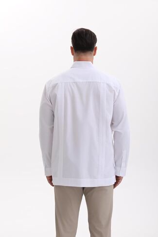 قمصان MAXJON الرجالية Guayabera للرجال بأكمام طويلة قمصان كوبية بأزرار خاطفة قمصان Guayabera المكسيكية بأربعة جيوب in Kuwait