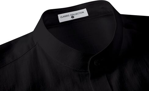 DELCARINO Mens Linen Band Collar Beach Shirts Casual Button Down Solid Plain Long Sleeve Hawaiian Shirts in Saudi Arabia