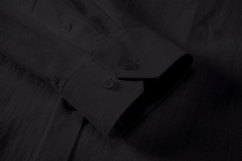DELCARINO Mens Linen Band Collar Beach Shirts Casual Button Down Solid Plain Long Sleeve Hawaiian Shirts in Saudi Arabia