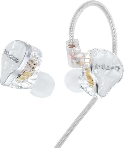 Hzsound White Snow New IEM HiFi in Ear Monitor Headphones,Resin drip molding Cover HiFi Wired Earbuds with QDC Detachable Cable for Gaming Singers Musicians (White, with Mic) in Kuwait