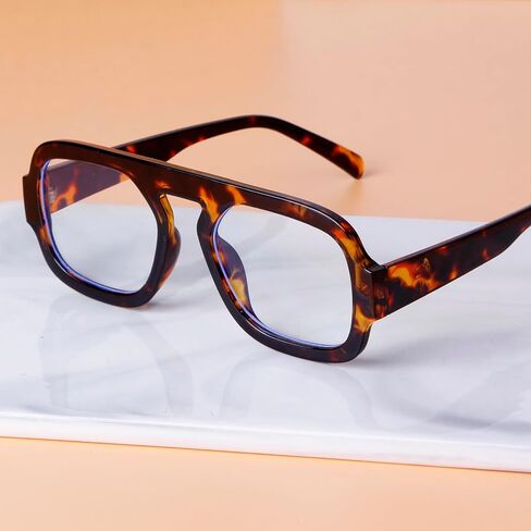 ADE WU Trendy Black Square Sunglasses UV Protection & Tortoise Shell Square Aviator Fake Glasses in Saudi Arabia