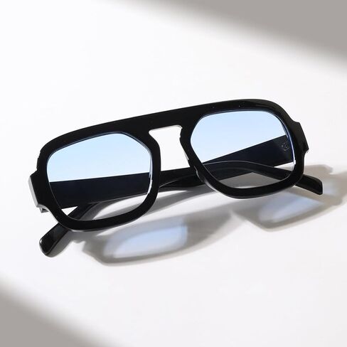 ADE WU Trendy Black Square Sunglasses UV Protection & Tortoise Shell Square Aviator Fake Glasses in Saudi Arabia