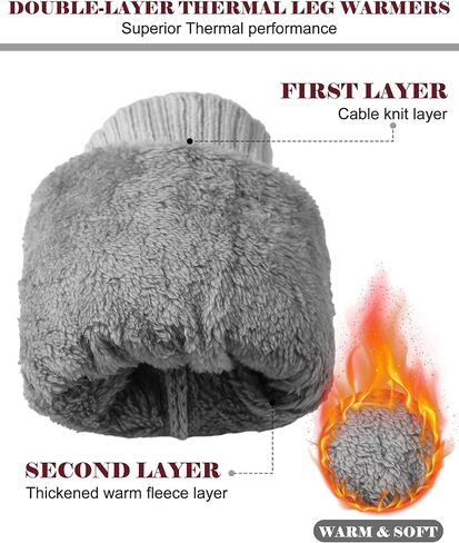 Shihanee 10 Pairs Winter Fleece Lined Leg Warmers for Women Warm Thicken Knit Cable Leg Warmers Skating Long Boot Socks for Indoor Outdoor in Saudi Arabia