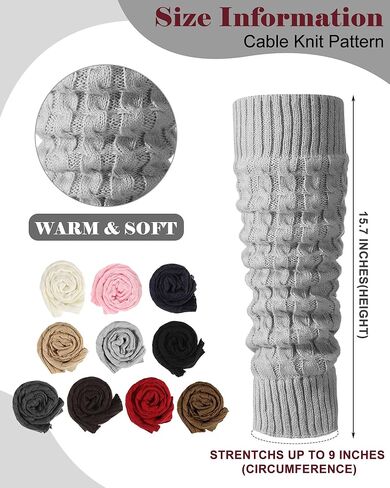 Shihanee 10 Pairs Winter Fleece Lined Leg Warmers for Women Warm Thicken Knit Cable Leg Warmers Skating Long Boot Socks for Indoor Outdoor in Saudi Arabia