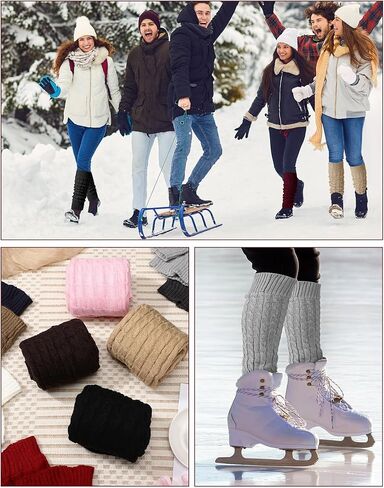 Shihanee 10 Pairs Winter Fleece Lined Leg Warmers for Women Warm Thicken Knit Cable Leg Warmers Skating Long Boot Socks for Indoor Outdoor in Saudi Arabia