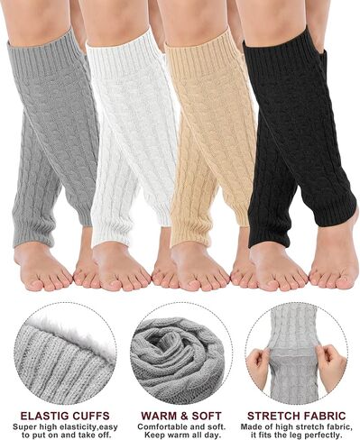 Shihanee 10 Pairs Winter Fleece Lined Leg Warmers for Women Warm Thicken Knit Cable Leg Warmers Skating Long Boot Socks for Indoor Outdoor in Saudi Arabia