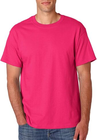 Hanes Men's Beefy Short Sleeve T 6.1 oz T-Shirt, Wow Pink, 2XL in Saudi Arabia