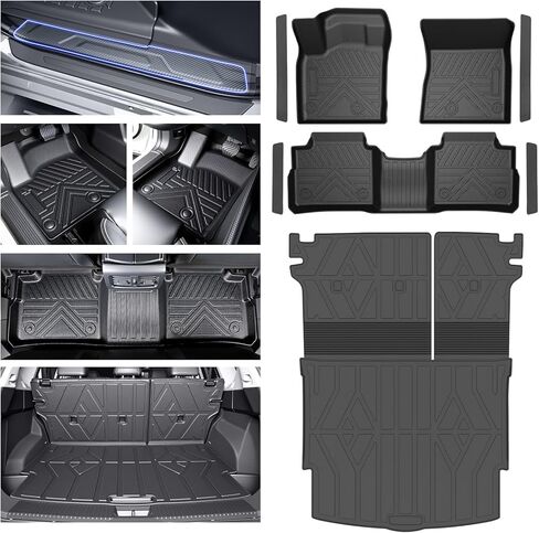 Car Floor Mats for Nissan Rogue 2021 2022 2023 2024 Accessories,TPE All Weather Protection Floor Mats, Custom Fit 1st&2nd Row Car Floor Liners Set,Heavy Duty Accessories,Black in Kuwait