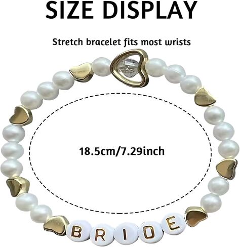 VAIAOH 2pc Bride Era Beaded Bracelet Set, Pearl Wedding Friendship Bracelets, Gold Hearts and Letter Beads, Bridal Inspired Bracelets gift for women in Saudi Arabia