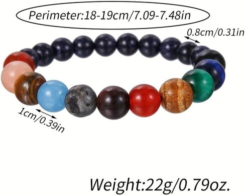 Natural Stone Eight Planets Bracelet – Unisex Planet Bead Stretch Bracelet – “Solar System" Gemstone Wrist Jewelry Gift for Friends & Family in Saudi Arabia