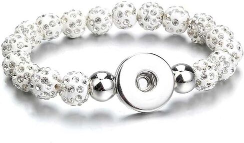Choose a Color | Snap Jewelry Stretch Bead Ginger Charm Bracelet 6.5 inch Sparkle Band Fits 18MM 20MM Women's Custom Buttons in Saudi Arabia