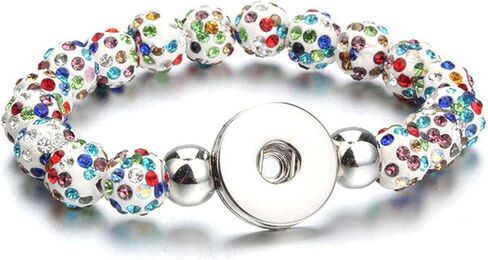 Choose a Color | Snap Jewelry Stretch Bead Ginger Charm Bracelet 6.5 inch Sparkle Band Fits 18MM 20MM Women's Custom Buttons in Saudi Arabia