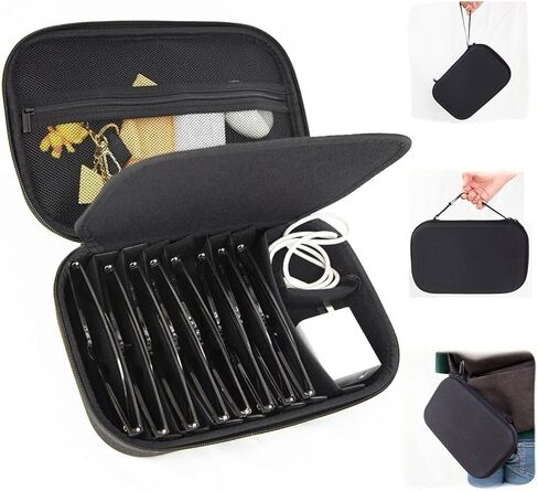 9 Slots Sunglasses Case Travel Organizer - Adjustable Eyeglasses Storage Box for Men Women, Portable Hard Shell Holder for Multiple Pairs (Black) in Saudi Arabia