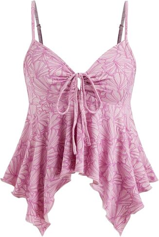 CIDER Going Out Tank Tops for Women Floral Sleeveless Ruffle Flowy Tops Summer Outfits Y2K Trendy 2026 in Saudi Arabia