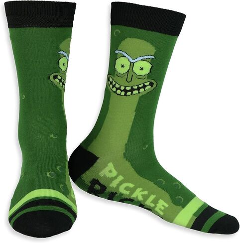 Rick and Morty Men's Pickle Rick 3 Pair Casual Crew Socks in Jar Container Fits Shoe Size 6-12 in Saudi Arabia