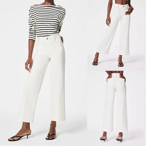 MIFJNF Oprah's Favorite Women's High Waisted Tummy Control Sailor Wide Leg Trouser Cropped Wide Leg Baggy Stretchy Denim Jean (Blue,Small) in Saudi Arabia
