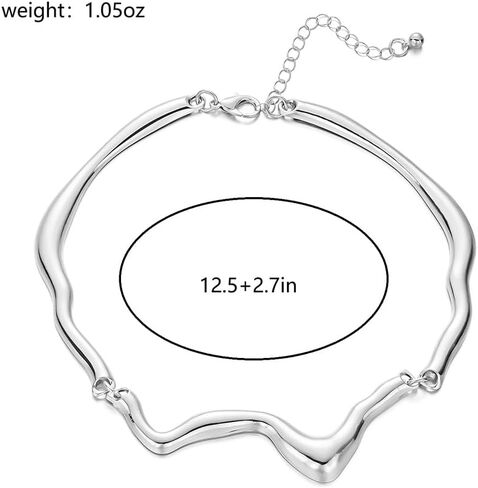 OAOSIOH Unique Chunky Gold Liquid Metal Clavicle Choker Necklace for Women Trendy Punk Irregular Geometric Wavy Necklaces Party Rock Hip Hop Jewelry Accessories in Saudi Arabia