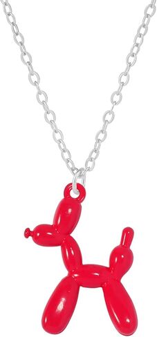 WCRAZYE 3D Cute colorful Balloon Dog Pendant Necklace Stainless Steel Animal Charm Poodle Best friend friendship necklace Gold Silver Color Chain Choker for Women Cartoon Party Stainless Steel Necklace Jewelry Gifts in Saudi Arabia