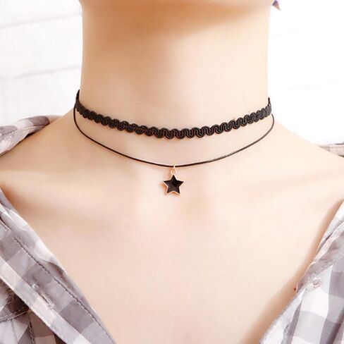 1Pcs Necklaces Black Velvet Choker for Womens Classic Gothic Tattoo Lace Chokers Adjustable for Party Cosplay Christmas Birthday in Saudi Arabia