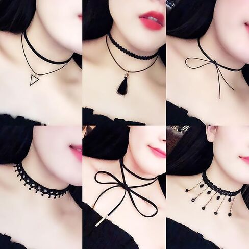 1Pcs Necklaces Black Velvet Choker for Womens Classic Gothic Tattoo Lace Chokers Adjustable for Party Cosplay Christmas Birthday in Saudi Arabia