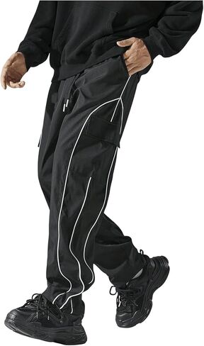GORGLITTER Men's Baggy Star Graphic Sweatpants Striped Side Y2K Drawstring Waist Wide Leg Track Pants in Saudi Arabia