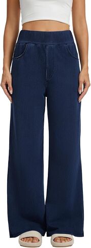 LAOTEPO Wide Leg Jeans Woman High Waisted Baggy Jeans Pull On Denim Pants Trendy Stretchy Casual Loose Jean in Saudi Arabia