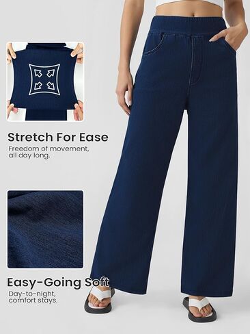 LAOTEPO Wide Leg Jeans Woman High Waisted Baggy Jeans Pull On Denim Pants Trendy Stretchy Casual Loose Jean in Saudi Arabia