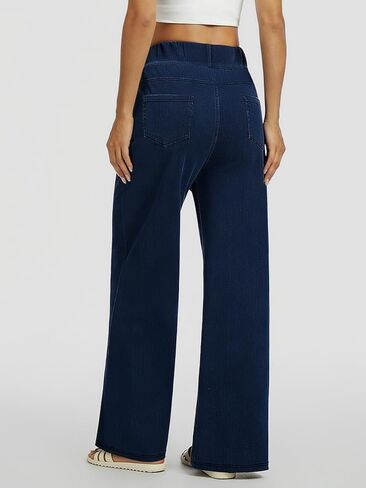 LAOTEPO Wide Leg Jeans Woman High Waisted Baggy Jeans Pull On Denim Pants Trendy Stretchy Casual Loose Jean in Saudi Arabia