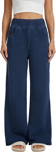 LAOTEPO Wide Leg Jeans Woman High Waisted Baggy Jeans Pull On Denim Pants Trendy Stretchy Casual Loose Jean in Saudi Arabia