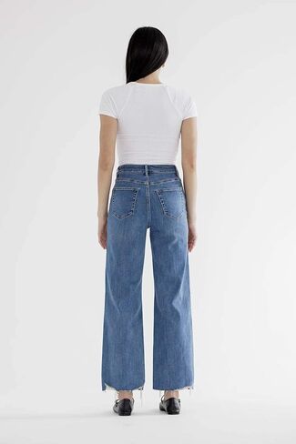 SALT TREE Mica Denim - جينز عالي الارتفاع وساق واسعة مع تفاصيل حاشية - MDP-W3218 in Kuwait