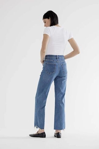 SALT TREE Mica Denim - جينز عالي الارتفاع وساق واسعة مع تفاصيل حاشية - MDP-W3218 in Kuwait