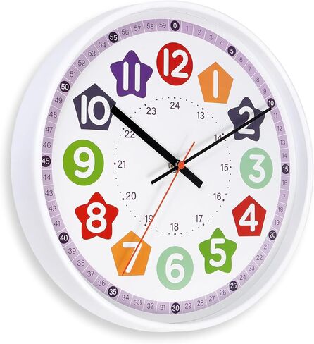 Aurowit Learning Wall Clock 12 Inch –Time Teaching Non-Ticking Battery Operated Wall Clock for Classroom, Bedroom, Homeschool, Christmas in Saudi Arabia