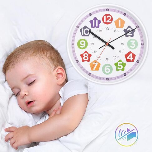 Aurowit Learning Wall Clock 12 Inch –Time Teaching Non-Ticking Battery Operated Wall Clock for Classroom, Bedroom, Homeschool, Christmas in Saudi Arabia