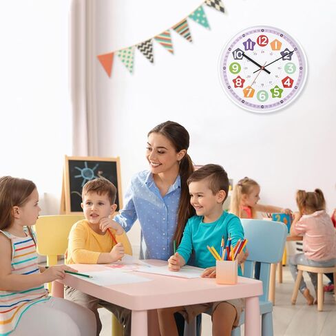 Aurowit Learning Wall Clock 12 Inch –Time Teaching Non-Ticking Battery Operated Wall Clock for Classroom, Bedroom, Homeschool, Christmas in Saudi Arabia