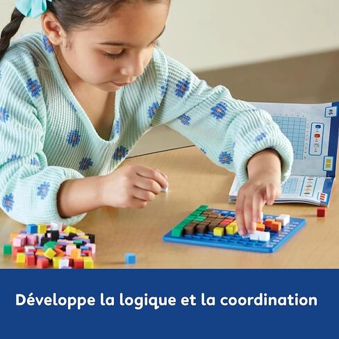 Learning Resources STEM Explorers Pixel Art Challenge - Math Puzzles, Pattern Blocks, Creativity for Kids Sensory Bin, Arts and Crafts, Math Manipulatives, Building Toys, Montessori in Kuwait
