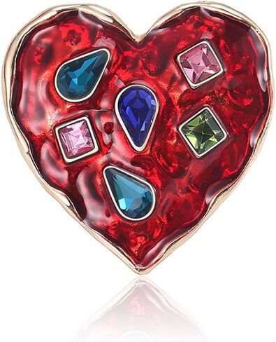 Teyolo Heart Brooch Gifts for Women Rhinestone/Enamel Valentine Love Heart Lapel Pins Jewelry for Mom Wife Lovers Elegant Dress Accessories in Saudi Arabia