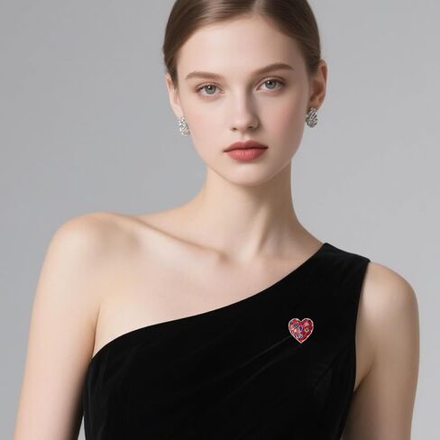 Teyolo Heart Brooch Gifts for Women Rhinestone/Enamel Valentine Love Heart Lapel Pins Jewelry for Mom Wife Lovers Elegant Dress Accessories in Saudi Arabia