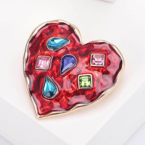 Teyolo Heart Brooch Gifts for Women Rhinestone/Enamel Valentine Love Heart Lapel Pins Jewelry for Mom Wife Lovers Elegant Dress Accessories in Saudi Arabia